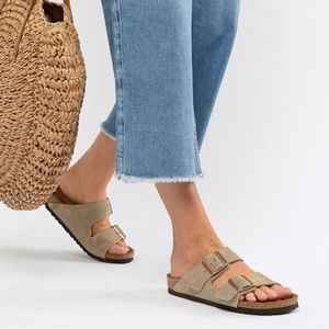 Birkenstock Arizona Suede Taupe soft footbed 37